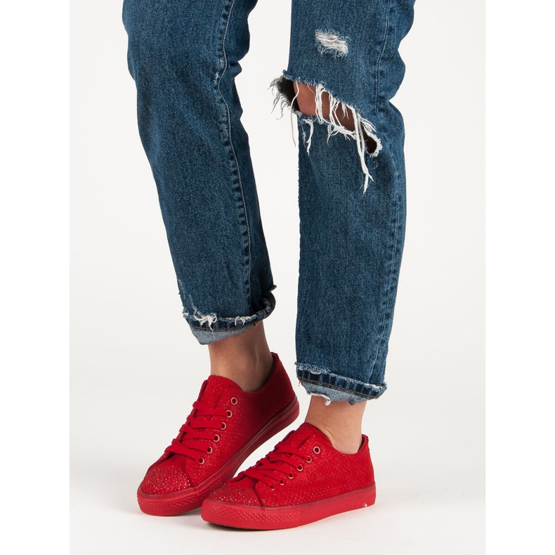 Sport Červené tenisky s krystaly 1