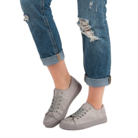 Sport Šedé tenisky s krystaly šedá 1