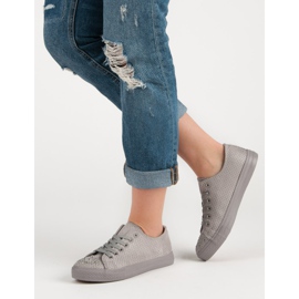 Sport Šedé tenisky s krystaly šedá 2