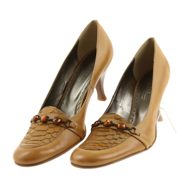 Kožené lodičky hnědý 3