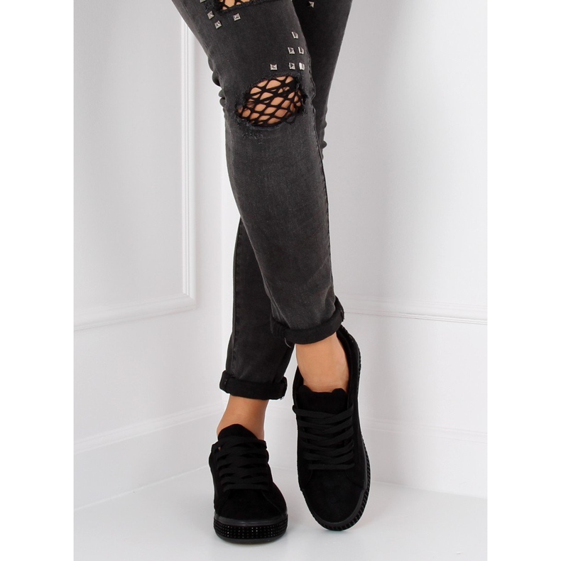 Černé tenisky BS098 černé s kamínky černá 2