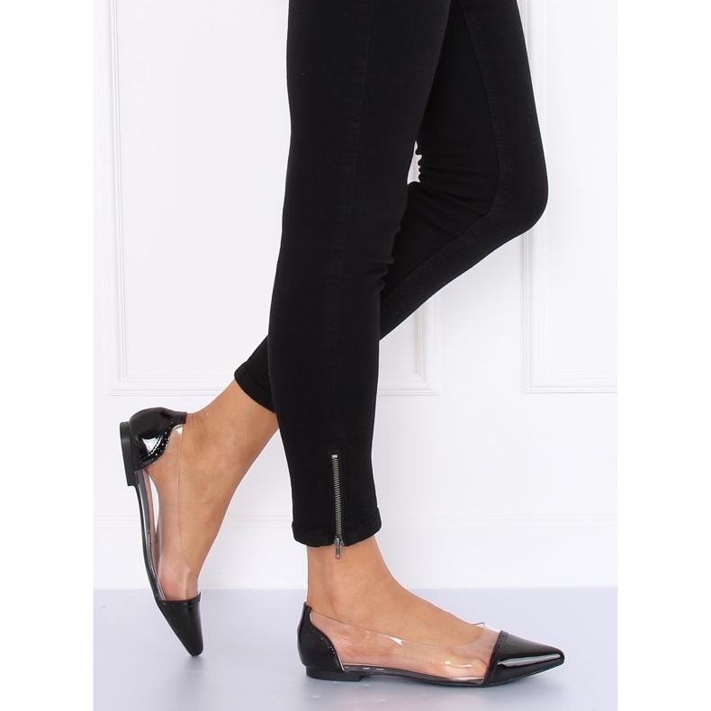 Černé průhledné balerínky N18-292 Black černý 1