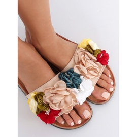 Dámské béžové pantofle P-848 Béžové vícebarevný růžový 1 Dámské béžové pantofle P-848 Béžové vícebarevný růžový 1