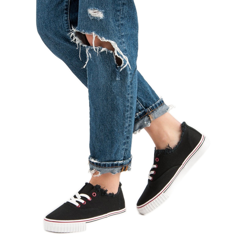 Černé textilní tenisky černá 2