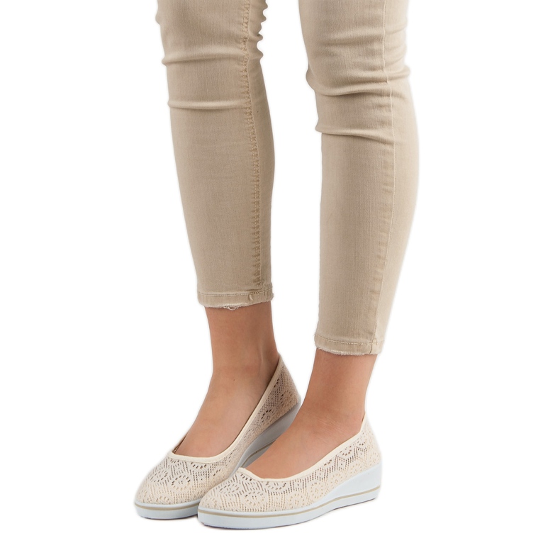 Prolamované klínové boty hnědý 1