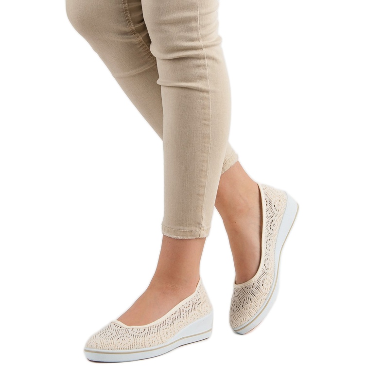 Prolamované klínové boty hnědý 2