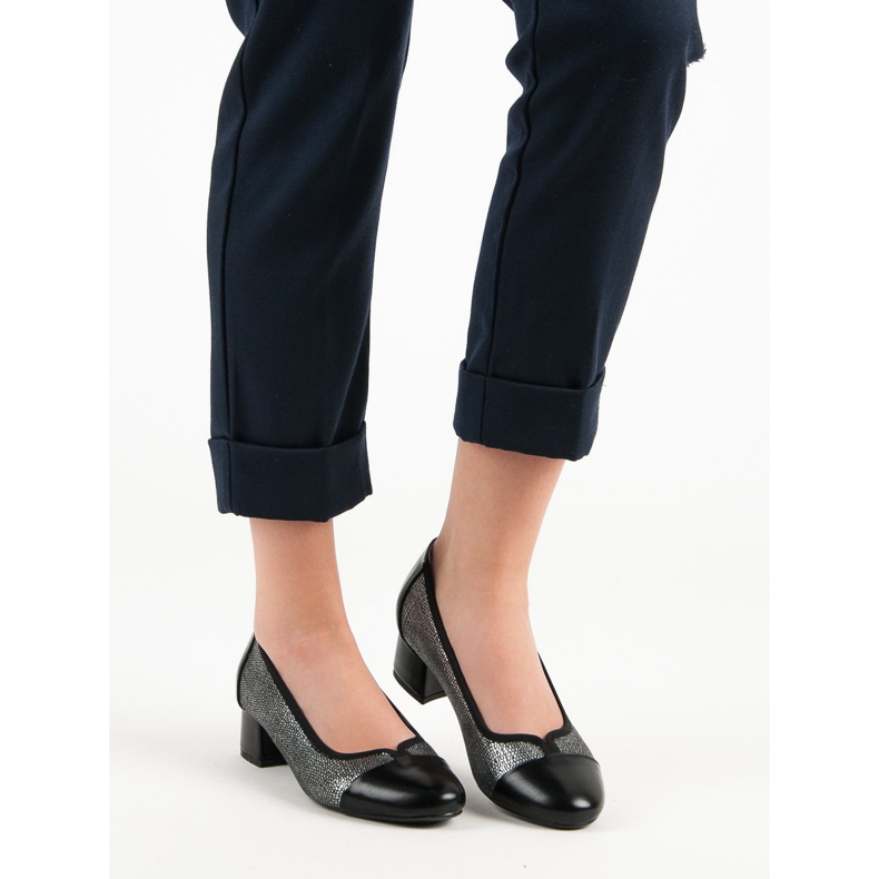 Lodičky Na Plochém Podpatku VINCEZA černá šedá 1