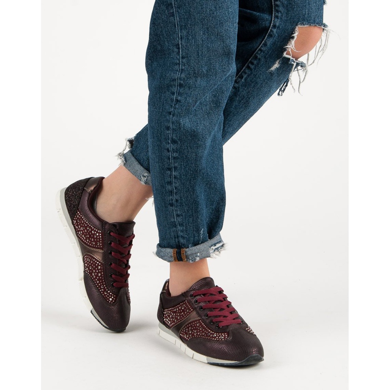 Kylie Sportovní obuv s krystaly červené 2