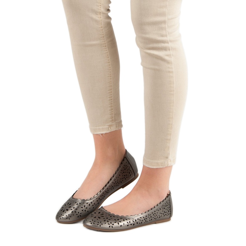 Prolamované balerínky VINCEZA šedá 2