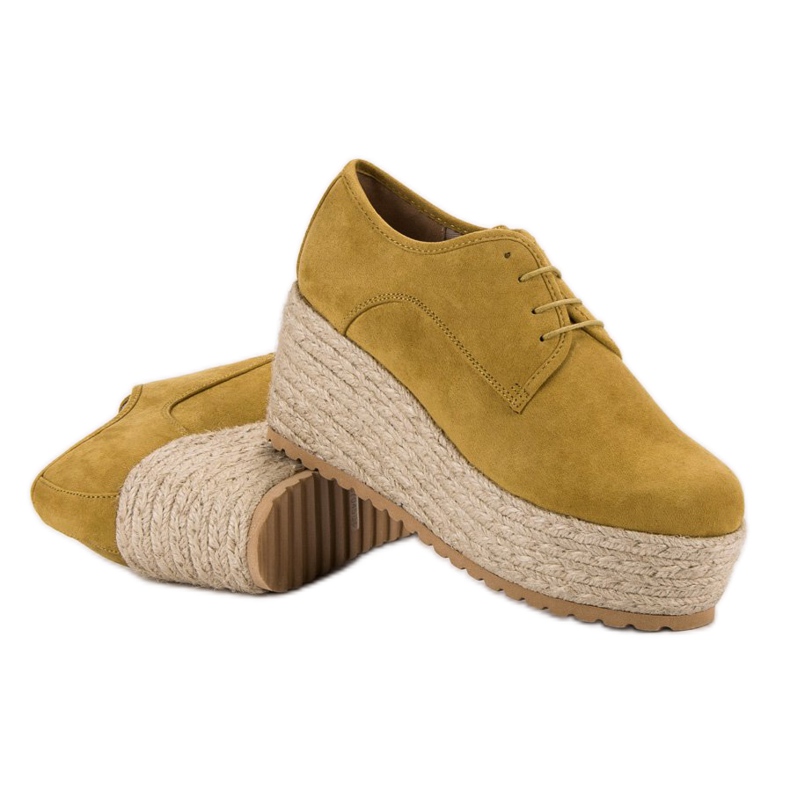 Corina Módní šněrovací espadrilky žluť 2