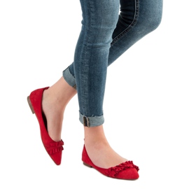 Corina Semišové balerínky s volánkem červený 2