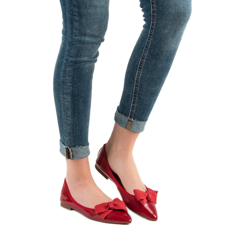 Corina Lakované balerínky s mašlí červený 2