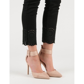 Béžové semišové podpatky béžový 1