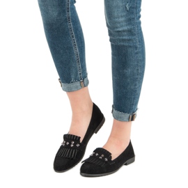 Laura Mode Mokasíny ze semiše v černé barvě černý 1