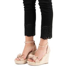 STEPHAN Espadrilové sandály s mašlí hnědý 2 STEPHAN Espadrilové sandály s mašlí hnědý 2