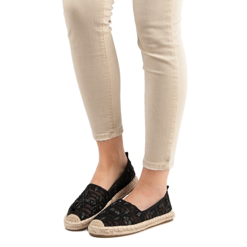 Sweet Shoes Krajkové espadrilky černý 1
