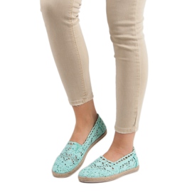 Sweet Shoes Espadrilky z mátové krajky zelený 1