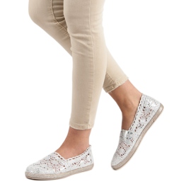 Sweet Shoes Espadrilky ze stříbrné krajky šedá 2