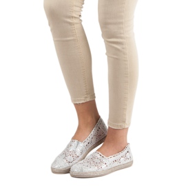 Sweet Shoes Espadrilky ze stříbrné krajky šedá 1