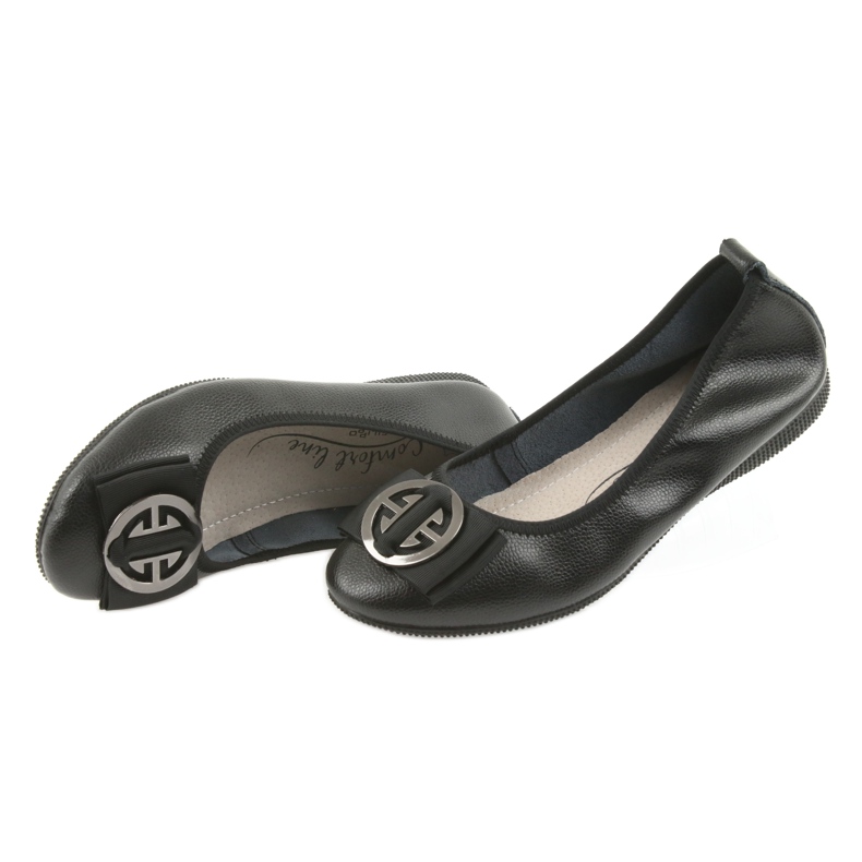 Kožené dámské balerínky s mašlí Filippo 633 černá 4