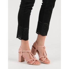 Laura Mode Elegantní Sandály Na Baru růžový 2