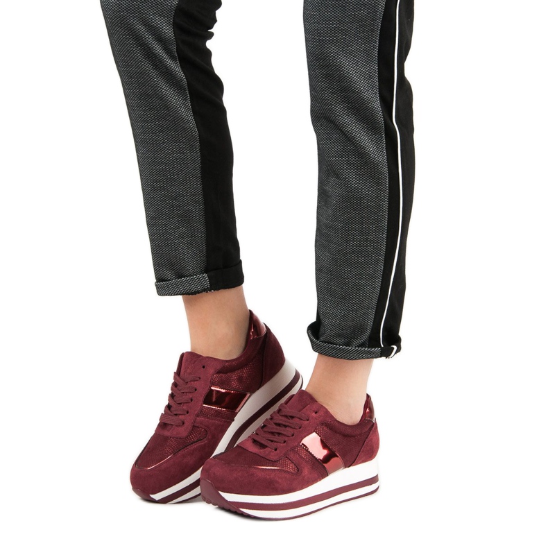 Bestelle Módní vínové tenisky vícebarevný červené 2 Bestelle Módní vínové tenisky vícebarevný červené 2