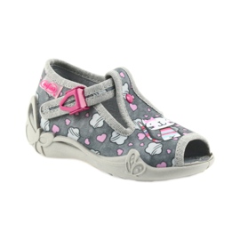 Růžové dětské boty Befado 213P107 šedá růžový 1