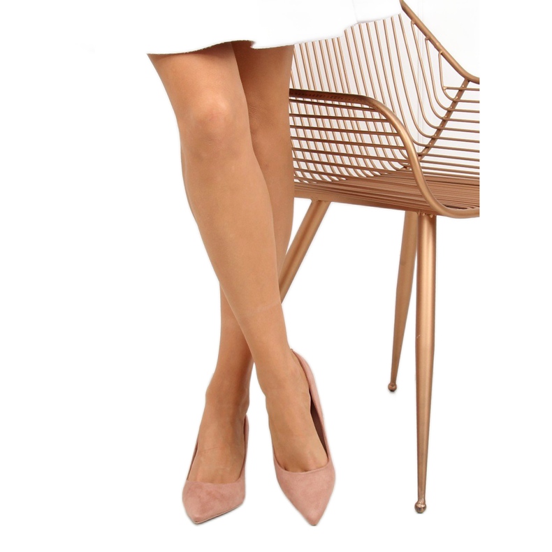 Růžový semiš na vysokém podpatku 100-828ES-1 Pink 1