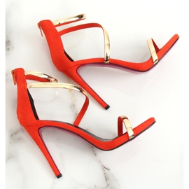 Oranžové sandály na vysokém podpatku 988-58 Orange oranžový 1