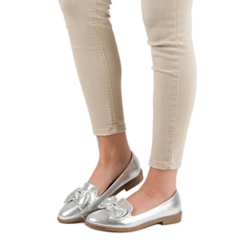 Forever Folie Stříbrná baletka s mašlí šedá 2