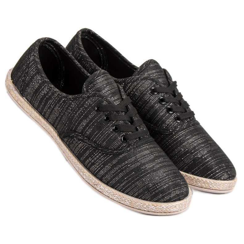 Sweet Shoes Šněrovací espadrilky černý 1