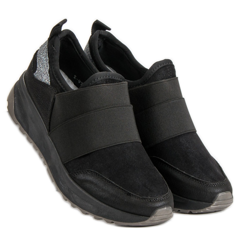 Ideal Shoes Pohodlné nazouvací tenisky černý 1
