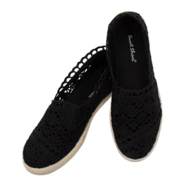 Černé krajkové espadrilky JX1020 černé černá 2