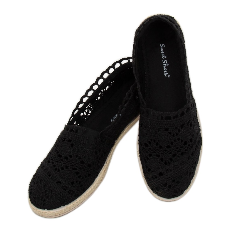 Černé krajkové espadrilky JX1020 černé černý 2