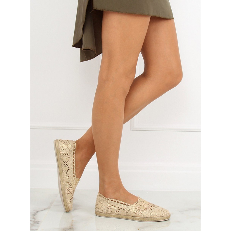 Zlaté krajkové espadrilky JX1020 Gold zlatý 1