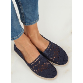 Tmavě modré krajkové espadrilky JX1020 Navy námořnická modř 1