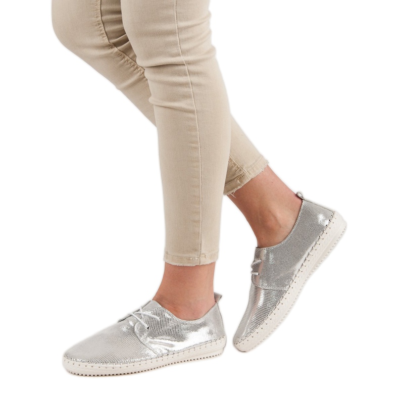 Filippo Stříbrné kožené boty šedá 1