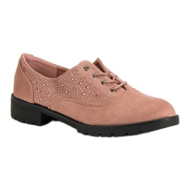 Brogues z práškového semiše růžový 1