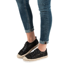 Queentina Černé krajkové espadrilky černý 1