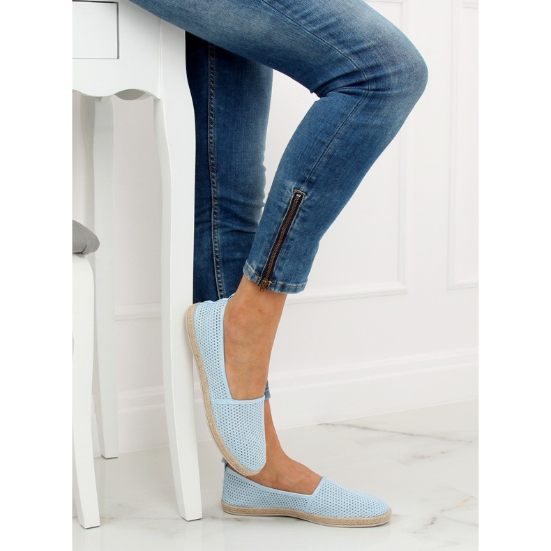 Espadrilky z modré síťoviny JX1029 L.BLUE modrý 1 Espadrilky z modré síťoviny JX1029 L.BLUE modrý 1