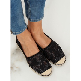 Espadrilky černé krajky MB188-225 černé černý 1