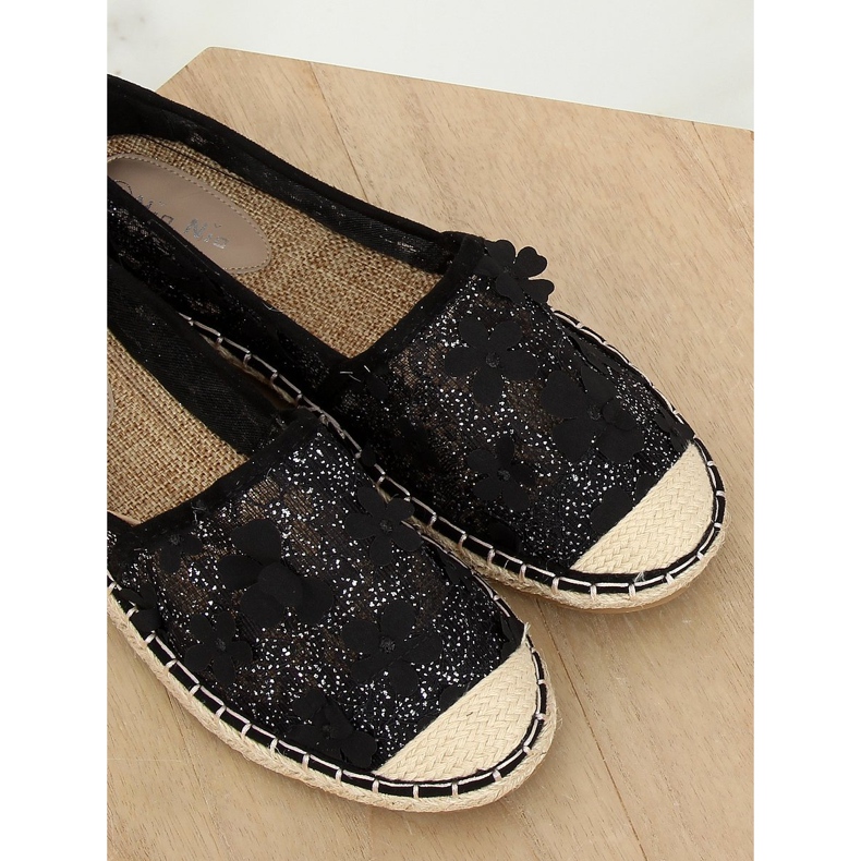 Espadrilky černé krajky MB188-225 černé černý 2