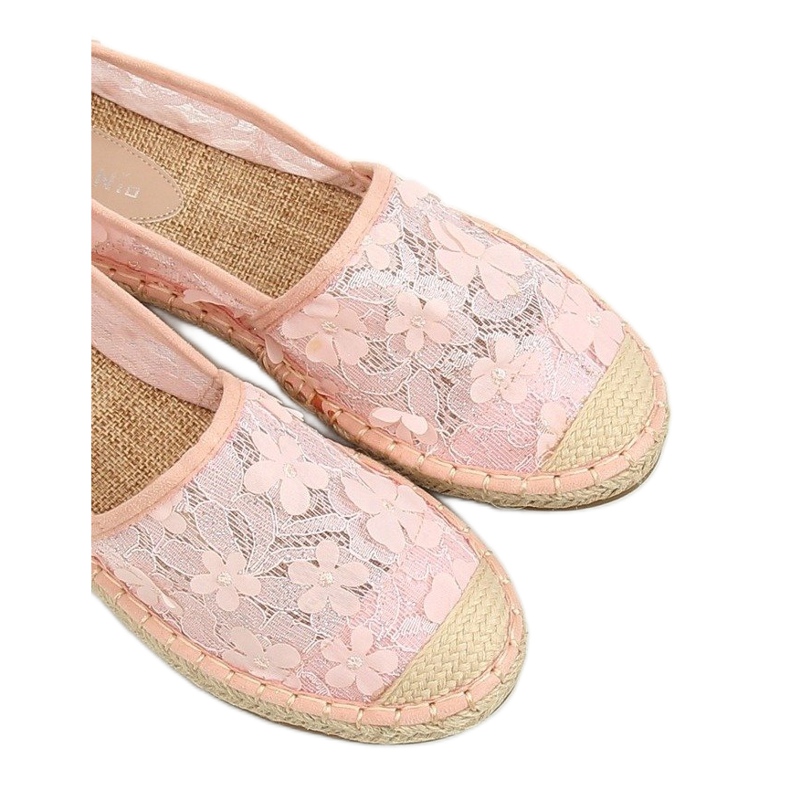 Růžové krajkové espadrilky MB188-225 Růžové růžový 2