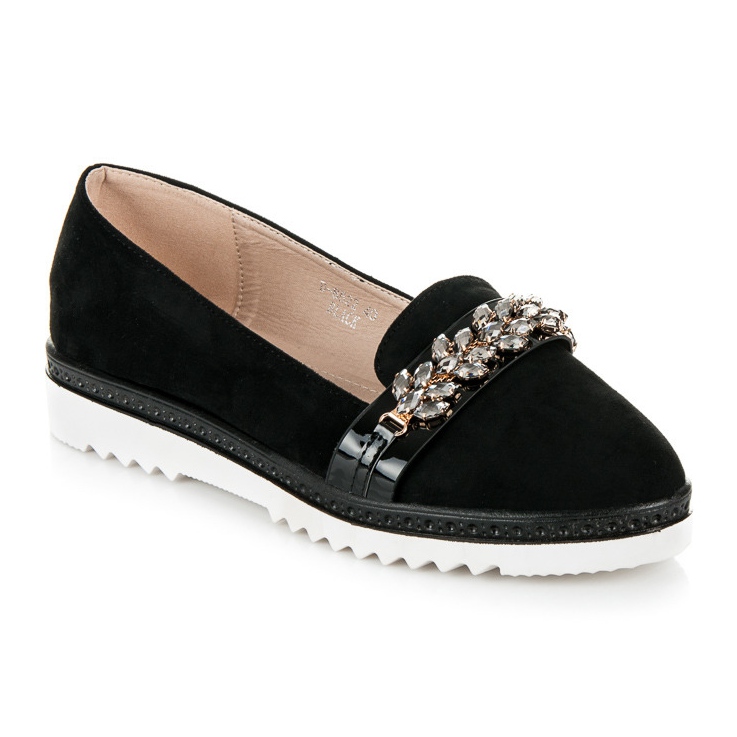 Ideal Shoes Semišové brogues s krystaly černý 1