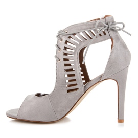 Queen Bee Svázané semišové sandály šedá 1