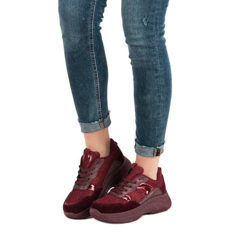 Burgundské tenisky na platformě červené 1