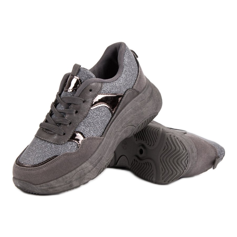 Třpytivé tenisky na platformě šedá 1