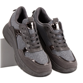 Třpytivé tenisky na platformě šedá 2