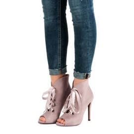 Bestelle Svázané boty s otevřenou špičkou fialový 1 Bestelle Svázané boty s otevřenou špičkou fialový 1