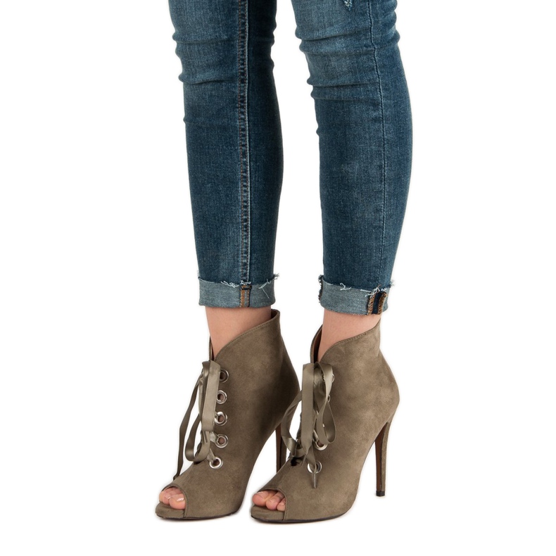 Bestelle Svázané boty s otevřenou špičkou zelená 1